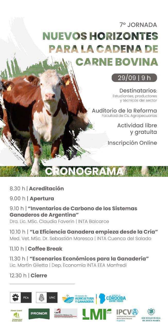 “Nuevos Horizontes para la Cadena de Carne Bovina”, jornada presencial de la FCA mañana en Córdoba