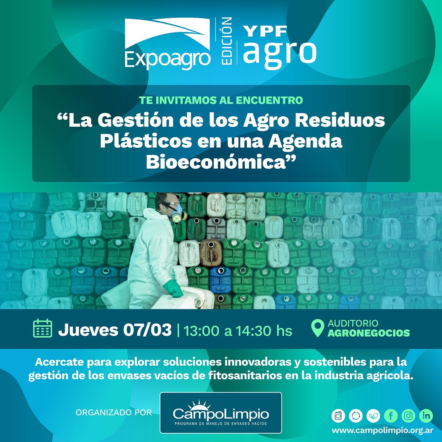 CampoLimpio en Expoagro: conversatorio sobre "“La gestión de los agro residuos plásticos en una agenda bioeconómica”
