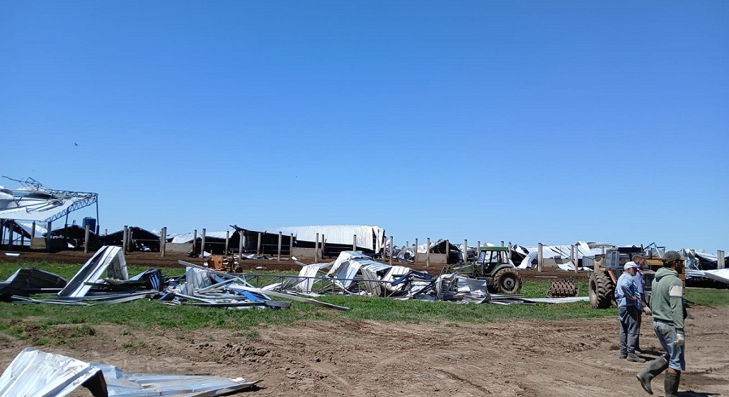 Córdoba: un tornado destruyó un tambo estabulado en Pascanas