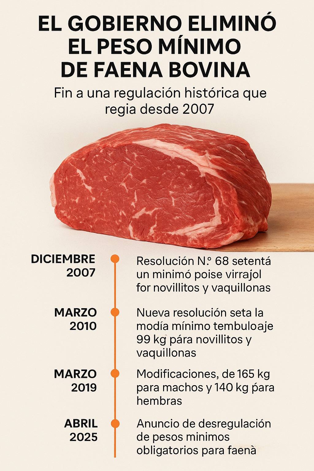 El Gobierno eliminó el peso mínimo de faena bovina: fin a una regulación histórica que regía desde 2007