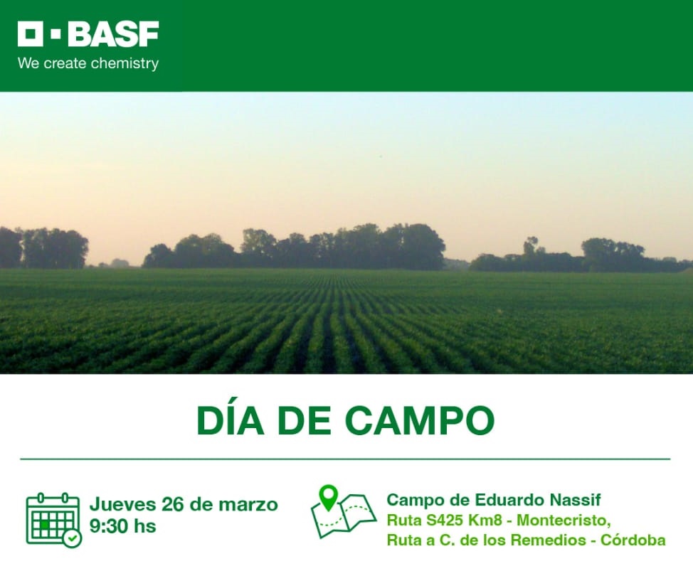 BASF realizará un Día de Campo en Monte Cristo con foco en innovación, semillas y agricultura digital